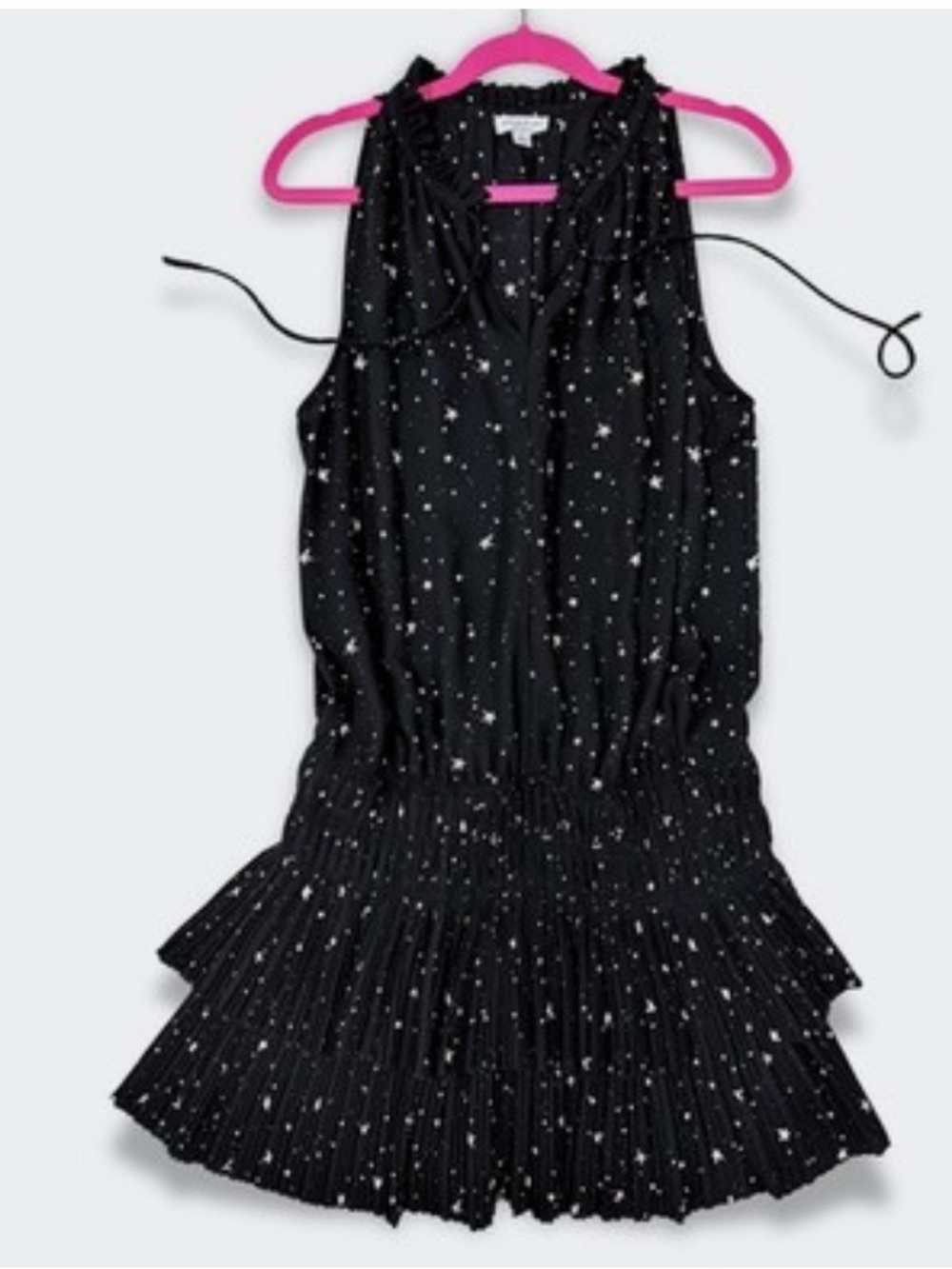 Current Air sleeveless Black drop waist Dress with White Star Print.